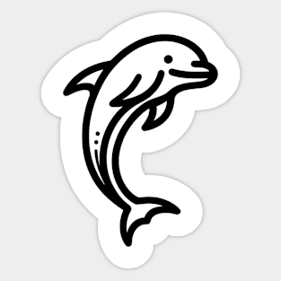 Stick Figure of a Dolphin in Black Ink Sticker